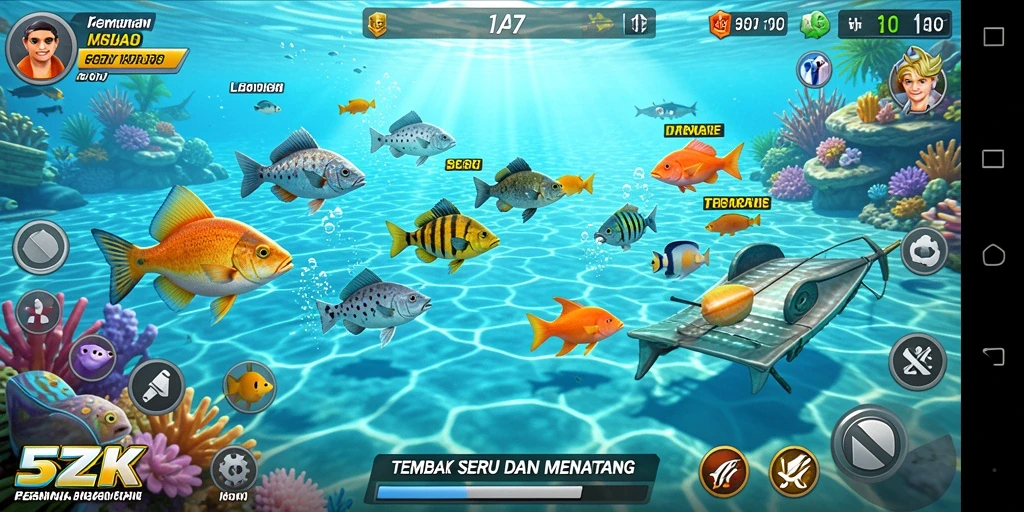 Screenshot 5ZK menampilkan gameplay seru Tembak Ikan.