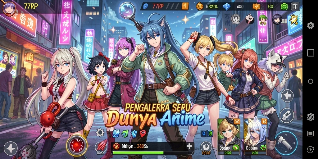 Tampilan gameplay seru dan interaksi karakter di 77RP.