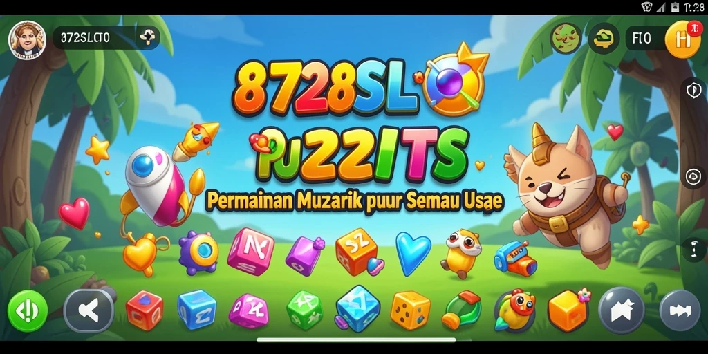 Tampilan gameplay utama 8728SLOTS yang penuh warna dan menantang.
