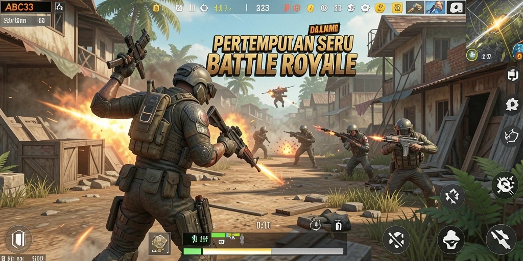 Screenshot menunjukkan aksi seru dalam pertempuran Battle Royale.