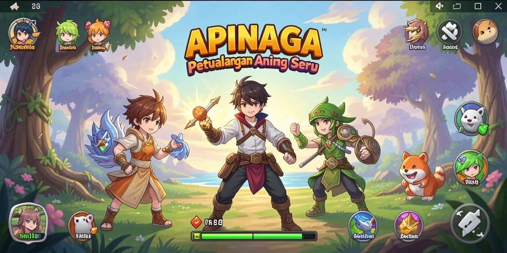 Tampilan gameplay menarik dari <strong>APINAGA</strong> dengan aksi karakter Anime.