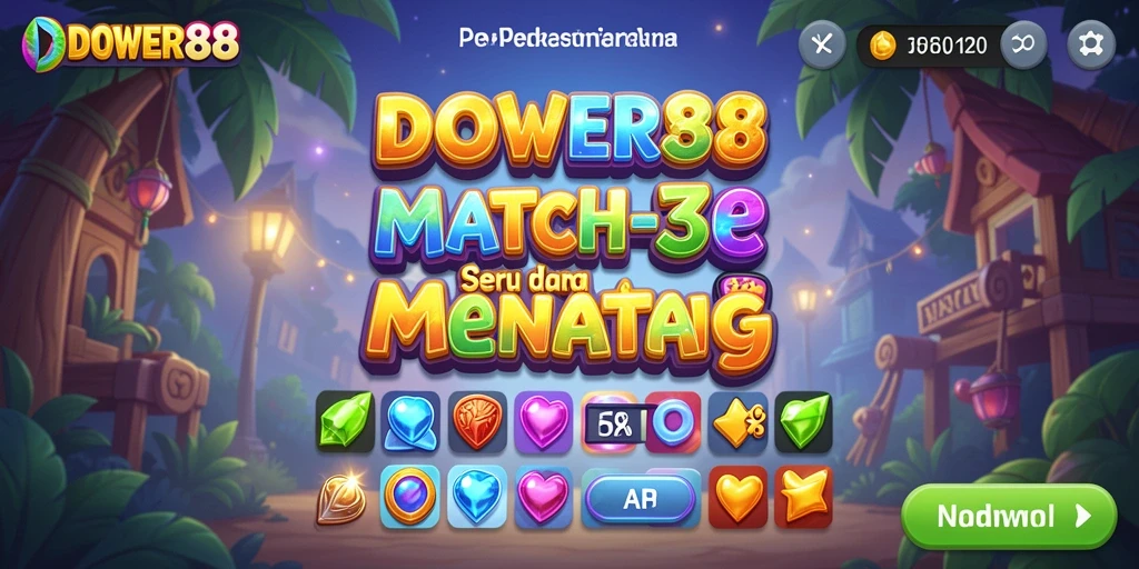 Tangkapan layar gameplay DOWER88 yang menunjukkan aksi mencocokkan objek warna-warni.
