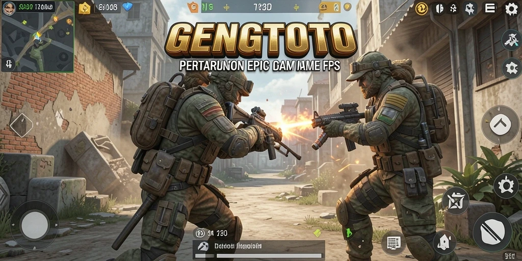 Screenshot GENGTOTO menampilkan aksi tembak-menembak yang mendebarkan.
