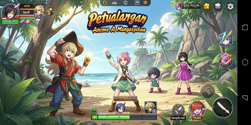 Tampilan gameplay menarik dengan karakter Anime beraksi.