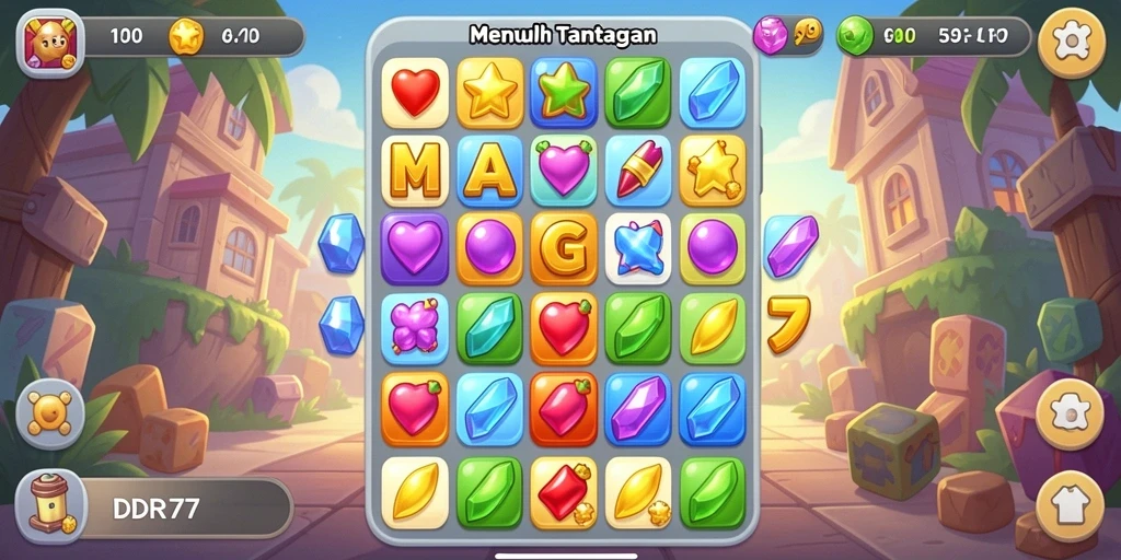 Tampilan gameplay seru dari IDR77 dalam genre Match-3.