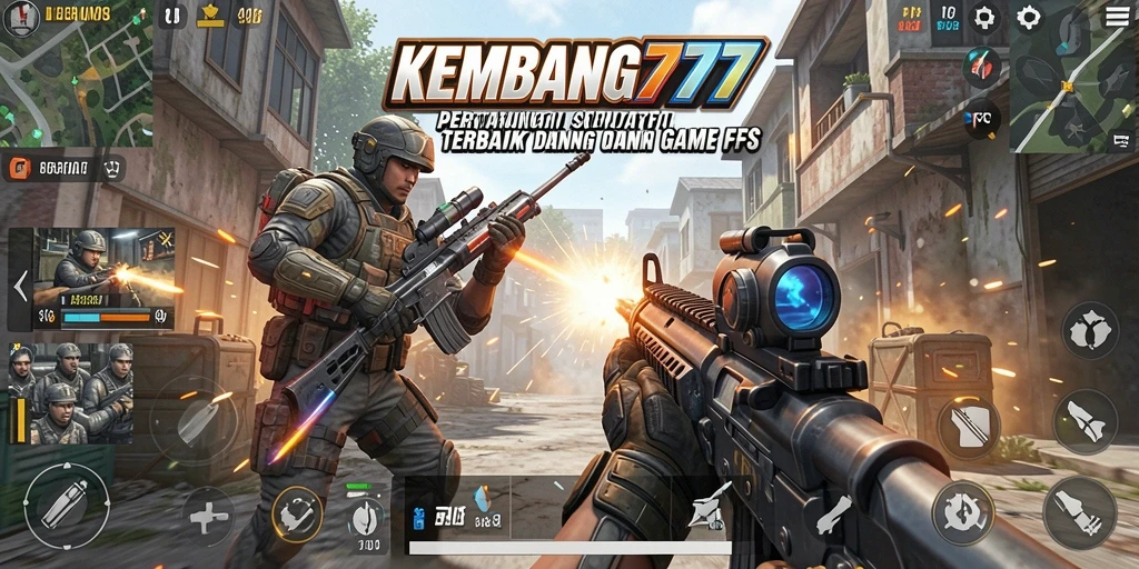 Tampilan gameplay intensif dari KEMBANG777 dalam aksi FPS.