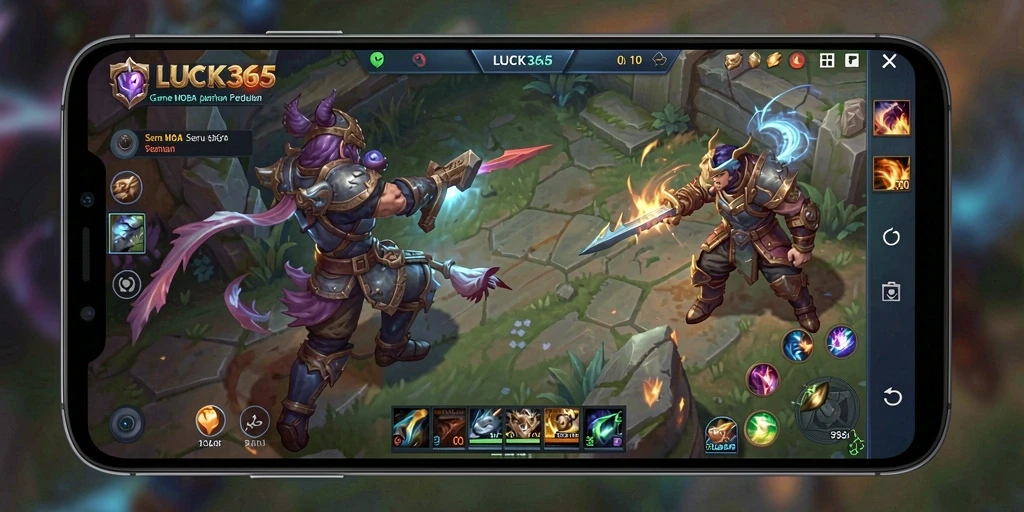 Tampilan gameplay LUCK365 yang intens dan seru dalam pertempuran MOBA.