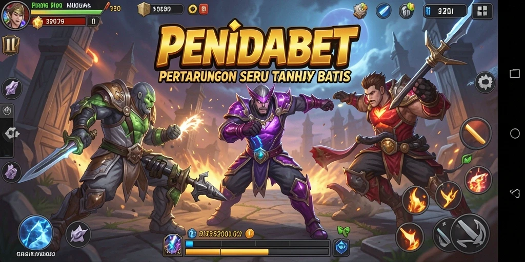 Screenshot utama PENIDABET menampilkan pertarungan mendebarkan antara dua karakter.