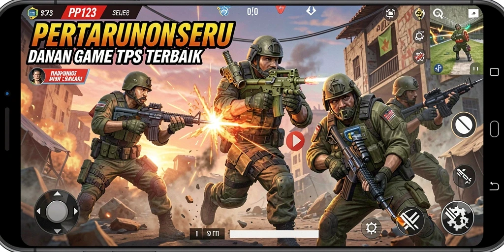 Screenshot gameplay seru dalam pertempuran TPS di PP123.