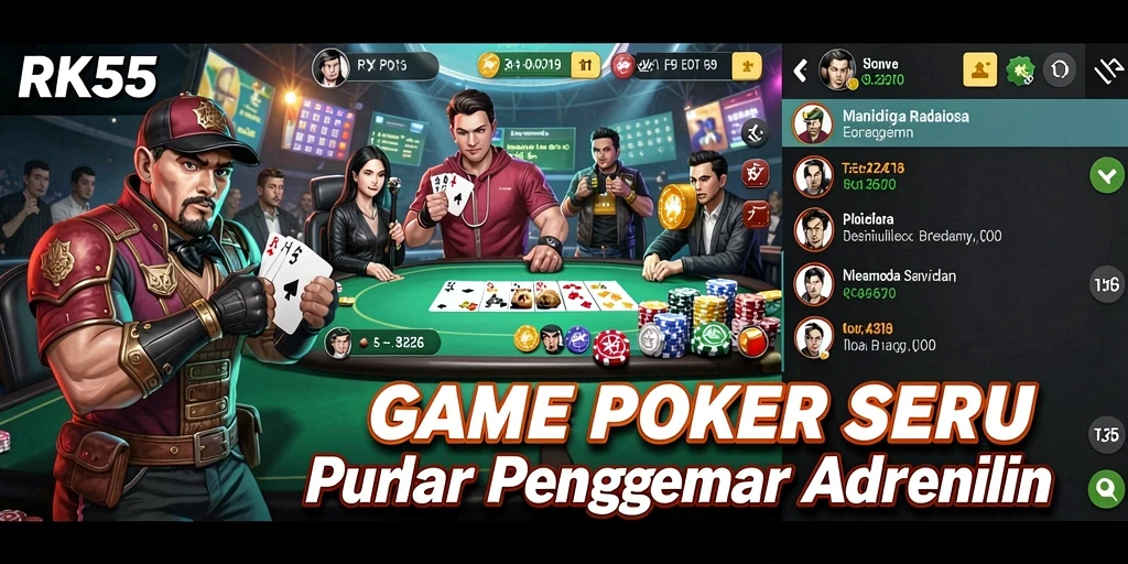 Tampilan gameplay Poker yang mendebarkan di RK55 dengan grafis berkualitas tinggi.