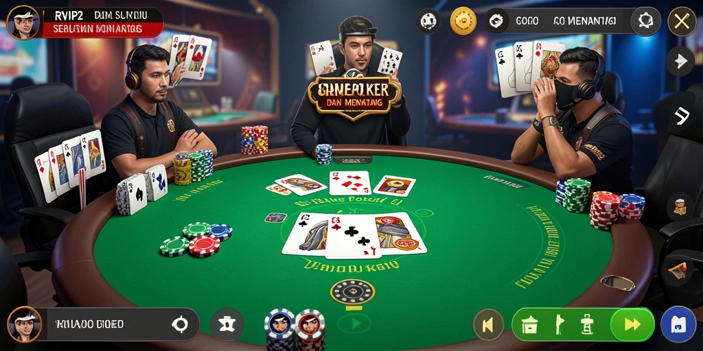 Tampilan gameplay intens dari RVIP2 saat bermain Poker.