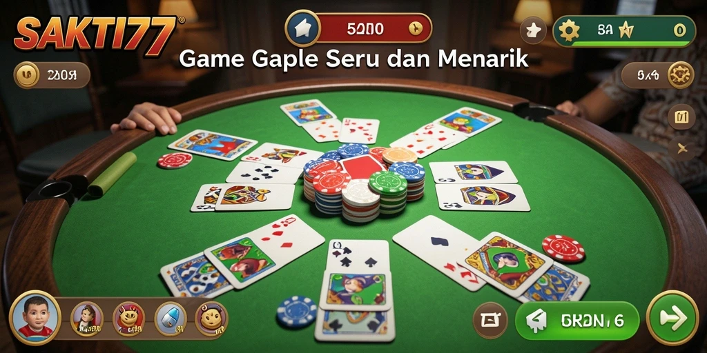 Screenshot SAKTI77 menampilkan gameplay Gaple yang seru dan interaktif.