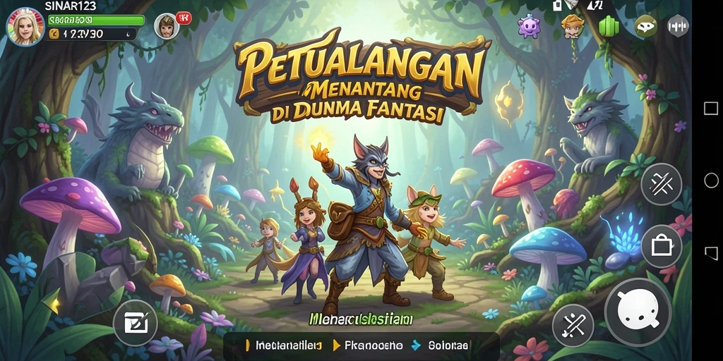 Tangkapan layar gameplay SINAR123 menampilkan petualangan seru di dunia fantastis.